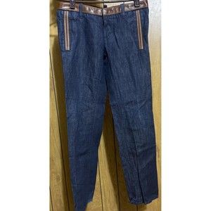 Dsquared2 Blue Straight Leg Pants Sz 36 (29x27) Cotton/Linen/Calf Leather Italy